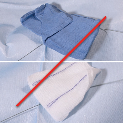 towels and gauze image with strikethrough